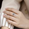 Natural Green Moss Stone Stacked S925 Silver Inlaid Agate Ring