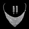 Brilliant Full Diamond Zircon Water Drop Necklace Eardrop Jewelry Set