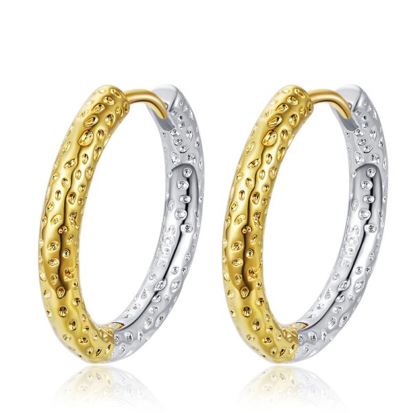 S925 Silver Irregular Texture Circle Ear Clip