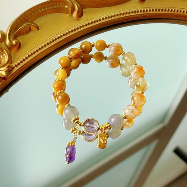 Golden Tigerite Yellow Tower Crystal Design Bracelet For Women