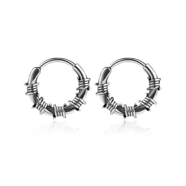 Street Hip Hop Style Vintage Rattan Circle Stainless Steel Earrings