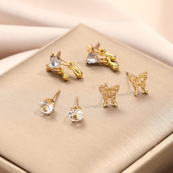 Special-interest Design Women's Cute Liquid Butterfly Earrings 6-piece Set