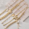 Heart Bracelet Stainless Steel Gold-plated Pearl Handmade Chain