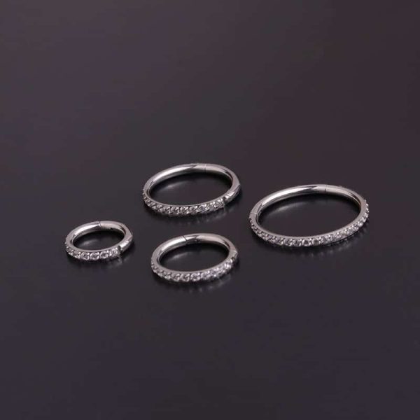 Pure Stainless Steel Split Ring Round Set Zircon Earrings