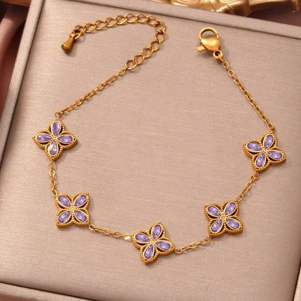 Small Flowers Inlaid Zircon Bracelet For Women