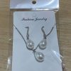Temperament Water Drop Pearl Necklace Eardrops Suit