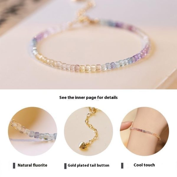 Extremely Fine Handmade Women's Rainbow Fluorite Bracelet