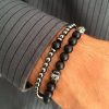 Frosted Stone Volcanic Stone Combination Beaded Men's Bracelet