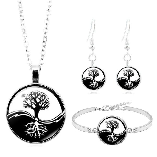 Silver Bracelet Stud Earrings Jewelry Set Decoration
