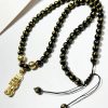 Men's Obsidian Necklace Alluvial Gold Pixiu Lucky Words Mantra