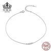 Sterling Silver Anklet Round Beads White Gold Plated S925 Simple