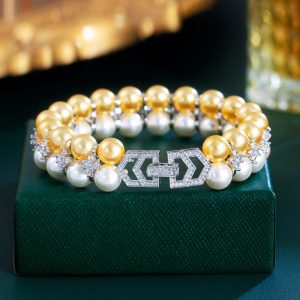 Micro Inlaid Zircon Banquet Evening Dress Shell Pearls Hand Jewelry