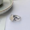 White Chalcedony Vintage Ring Versatile Personality