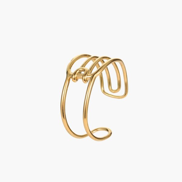 European And American Open Stainless Steel Bracelet 18K Gold Plating Heart-shaped Design Sense