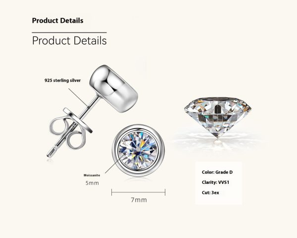 Round Moissanite Stud Earrings Bubble Couple S925 Silver