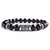 Natural Stone 8mm Bright Black Stone Beaded Vintage Bracelet