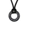 Letter Stainless Steel Ring Pendant Leather Rope For Necklace