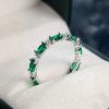 Elegant Retro Green And White Zircon Inlaid Finger