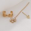 Gold Fashion Personality Small Irregular Flower Pin Three-piece Set Of Copper Micro-inlaid Zircon Earrings