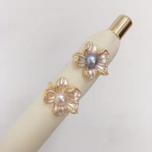 5A Bright Natural Freshwater Pearl Ring 18K Real Gold Plated Frosted Flower Ring
