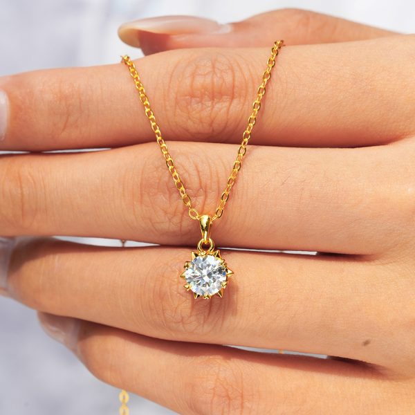 925 Sterling Silver Pendant Moissanite Necklace For Women