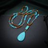 Turquoise Big Water Drop Imitation Mineral Pendant Fashion Necklace