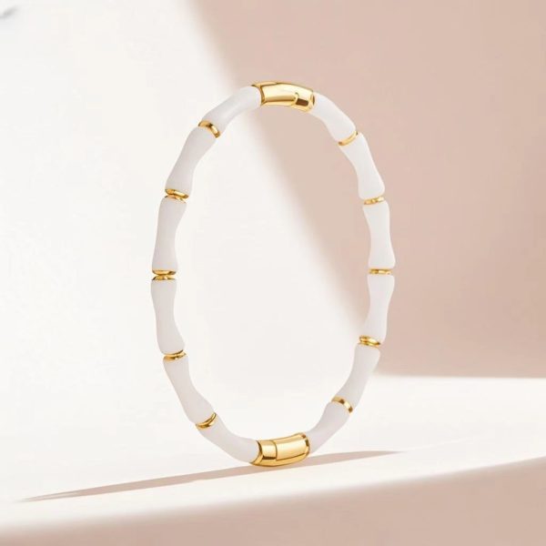Stainless Steel Colorfast Handmade Colored Bamboo Bracelet