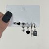 Sweet And Cool Six-piece Earring Set Black Heart