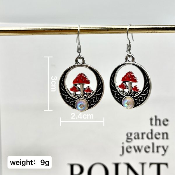 Popular Special-interest Design Personalized Mushroom Circle Pendant Earrings For Women