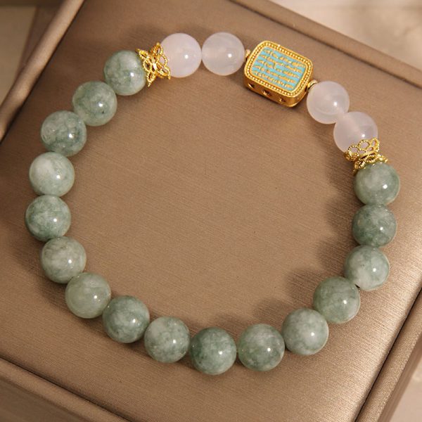 Natural Oil Green Emerald Crystal Bracelet Girls Exquisite Five Pieces Of Scriptures