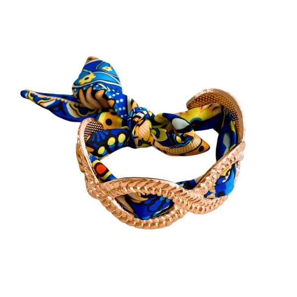 French Silk Scarf Pattern Wound Open Bracelet