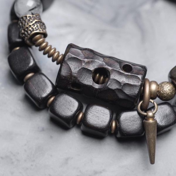 Ethnic Style Black Hair Crystal Mixed Handmade Texture Bracelet