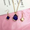 Set Jewelry Women's Luxury Water Drop Austrian Crystal Zircon Earrings Necklace