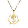 Stainless Steel Gold Snow Hualien Universe Flower-de-Luce December Flower Pendant Necklace