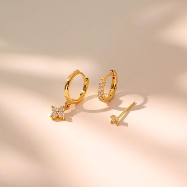 Ear Clip Micro Inlaid Zircon Ear Ring Three-piece Set