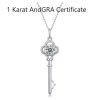 S925 Silver Key Necklace With Moissanite Women's