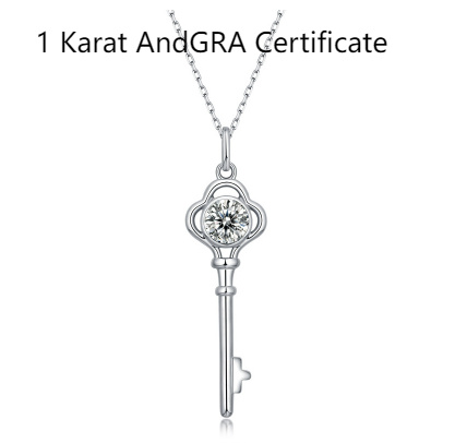 S925 Silver Key Necklace With Moissanite Women's