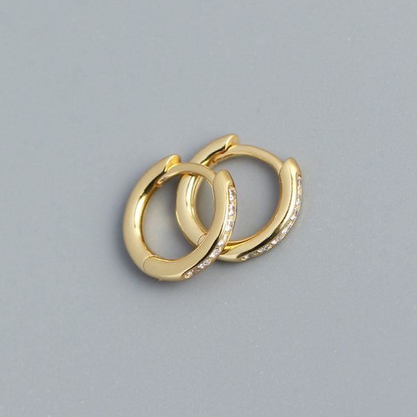 S925 Silver Geometric Circle Single-row Drilled Metallic Ear Clip Silver Stud Earrings