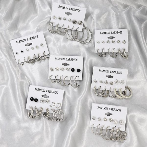 Simple Earrings 6 Pairs With Diamonds Earings Set