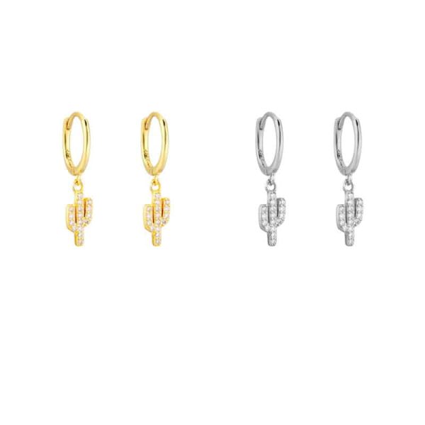 Women's Fashion Diamond Cactus Drop Earrings