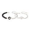 925 Sterling Silver New Chinese Obsidian Pearl Bracelet Safe Buckle Love Old Bracelet