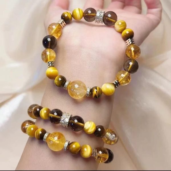Women's Natural Yellow Tower Crystal String Beads Bracelet