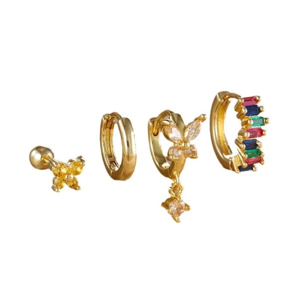 Diamond Butterfly Ear Ring Ear Clip Ear Studs Earring Set