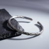 Vintage Distressed Cylindrical Simple Opening Bracelet