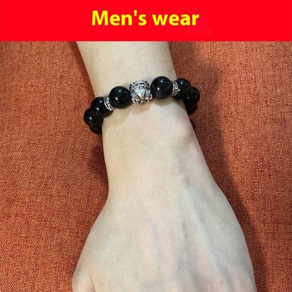 Silver 999 Natural Obsidian To Cloud Year Of Bracelet
