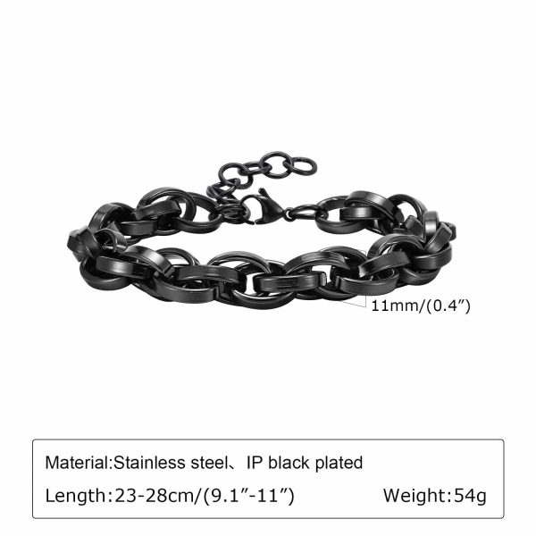 Stainless Steel Twist Thick Retro Male Gray Bracelet