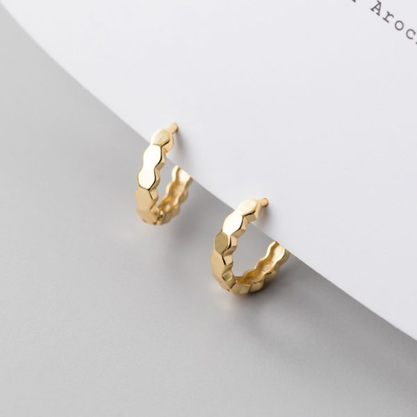 Glossy Geometric Polygon Section Ear Clip Everyday Style Simple Circle Earring
