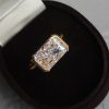 S925 Silver Plated Inlaid 7 11mm Rectangular Ice Flower Cut Ring