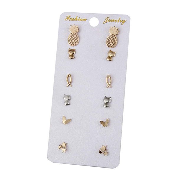 Diamond Stud Earrings 6 Pairs Combination Set Cycle Stud Earrings High-end Fashion Hot Selling Ear Rings