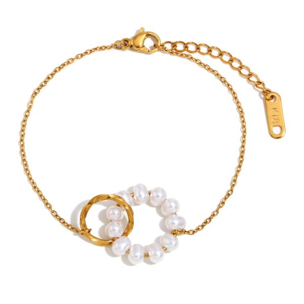 Stainless Steel 18K Gold Plating Double Ring Bracelet